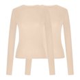 thumbnail image 4 of Birdeem T-Shirts à Manches Longues pour Femmes Mode Décontractée Col Rond Couleur Unie T-Shirt à Manches Longues Chandail Tops Manches 3/4 T-Shirts pour Femmes, 4 of 4