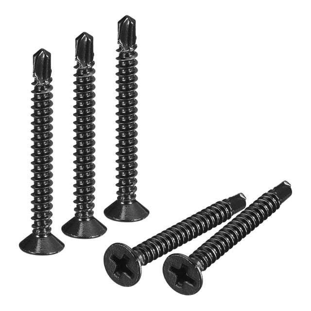 Unique Bargains Vis pour Tôle #6 x 1-1/4 Pieds, Lot de 100 Vis Plates en Acier Inoxydable 410