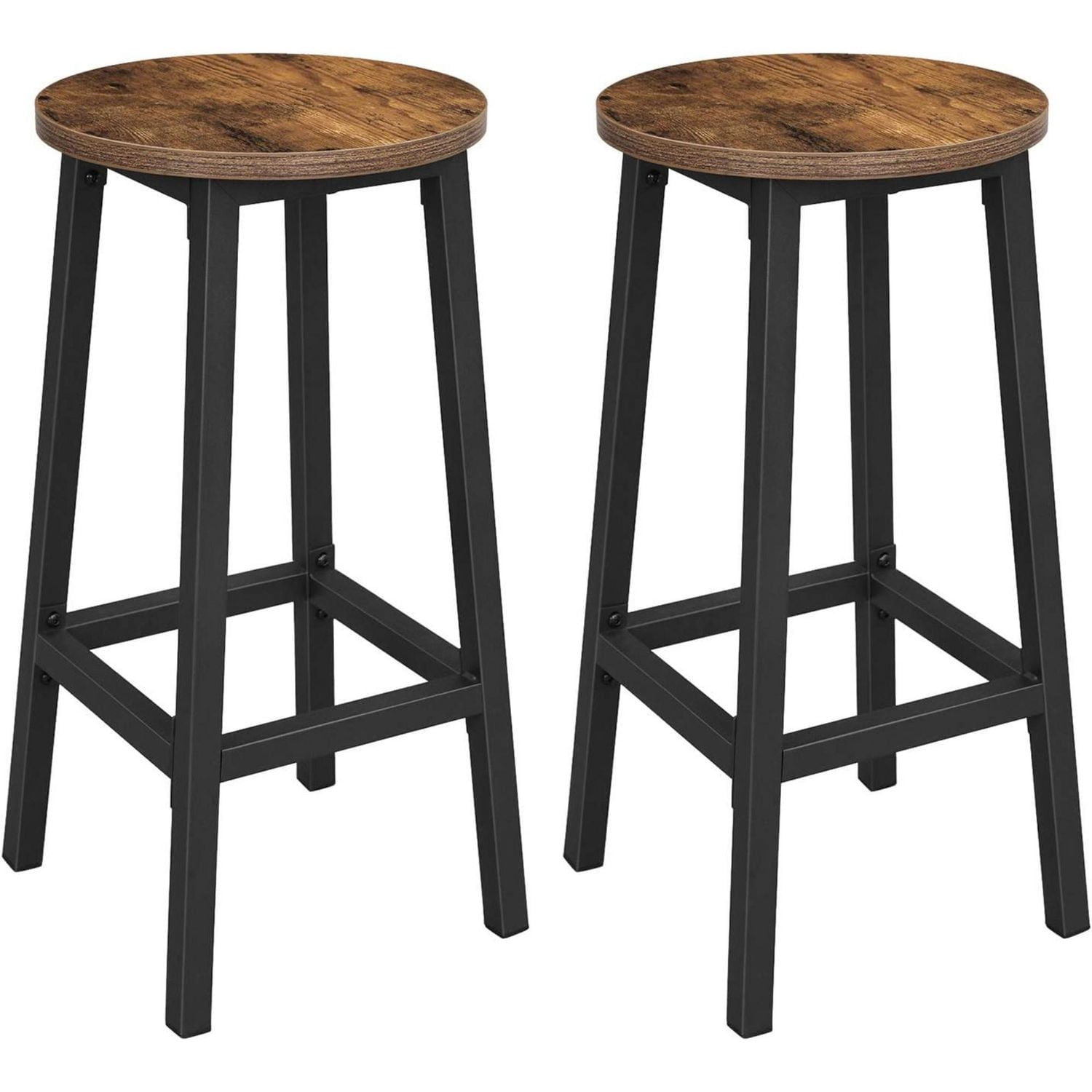 Boutique Home Industrial Ensemble de 2 tabourets de bar avec structure en acier robuste en marron et noir