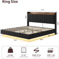 thumbnail image 2 of Bingirl King-Size Floating Bed Frame with LED Lights, Charging Station, Upholstered Platform Bed, Storage Headboard, Wood Slats Support (No Box Spring Needed), Easy Assembly - Black, 2 of 8