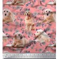 thumbnail image 1 of Soimoi Polyester Crepe Fabric Floral,Book & Golden Retriever Dog Print Fabric by Yard 42 Inch Wide, 1 of 3