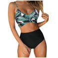 thumbnail image 1 of Women Criss Cross High Waisted String Floral Printed 2 Piece Bathing Swimsuit, 1 of 6