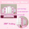 thumbnail image 3 of Princess Vanity Table and Chair Set for Girls with Tri-Folding Mirror, Touch Light Vanity Desk with 4 Storage Shelves & High Back Chair, Convertible to Writing Desk,Gift for Girls ﻿, 3 of 5