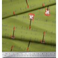thumbnail image 3 of Soimoi Green Cotton Jersey Fabric Notes & Guitar Musical Instrument Printed Craft Fabric by the Yard 58 Inch Wide, 3 of 5