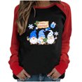 thumbnail image 1 of RKSTN Chandail pour Femmes de Noël à Col Rond, Chandail Imprimé du Père Noël, Manches Longues, Blouse Régulière à Empiècements, 1 of 5