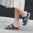 thumbnail image 4 of Womens Orthopedic Slippers Walking Slip on Sandals Comfortable Leather Wide Open Toe Platform Wedge Slides, 4 of 7