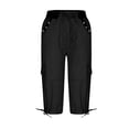thumbnail image 4 of Timegard Pantalon Cargo pour Femmes Capris à Cordon Taille Élastique Actif Randonnée Plein Air Pantalon Court, 4 of 6