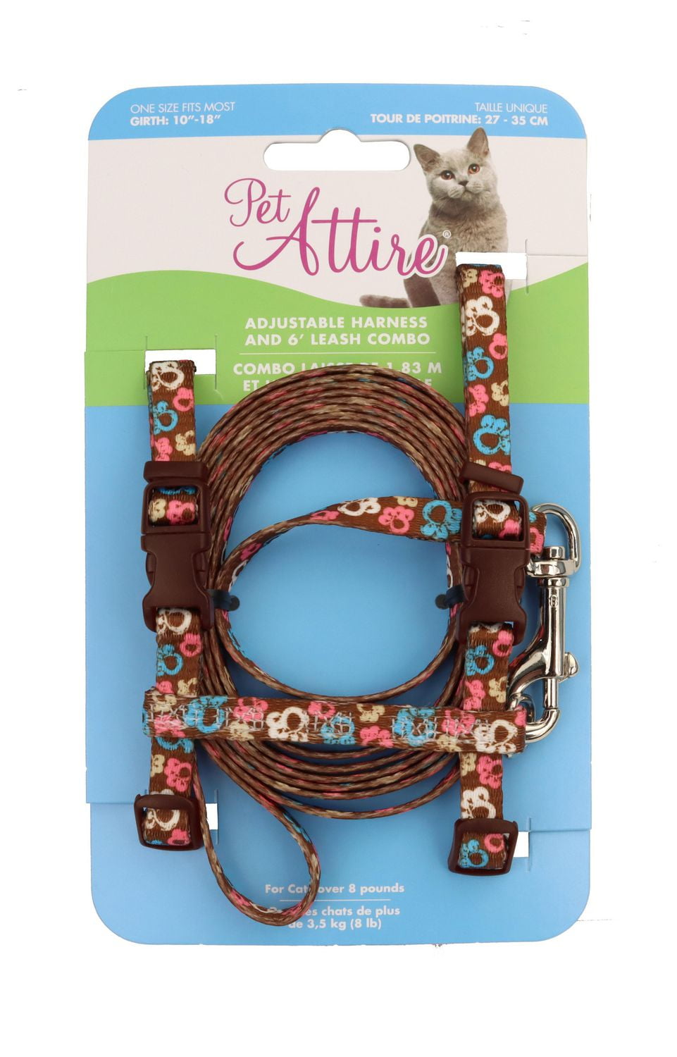 Pet Attire Réglable "H" Harnais pour Chat & Ensemble Laisse pour Chat de 6'