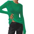 thumbnail image 1 of Birdeem Womens Solid Color Long-Sleeved Pitted Round Neck Breathable Knitted Hollow Blouse Sweater, 1 of 6