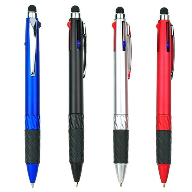HLONK 4 Pcs Stylos à Bille Multifonctions avec Stylet Stylos de Réunion Stylo à Bille Stylo Noir Stylos d'Écriture Stylés