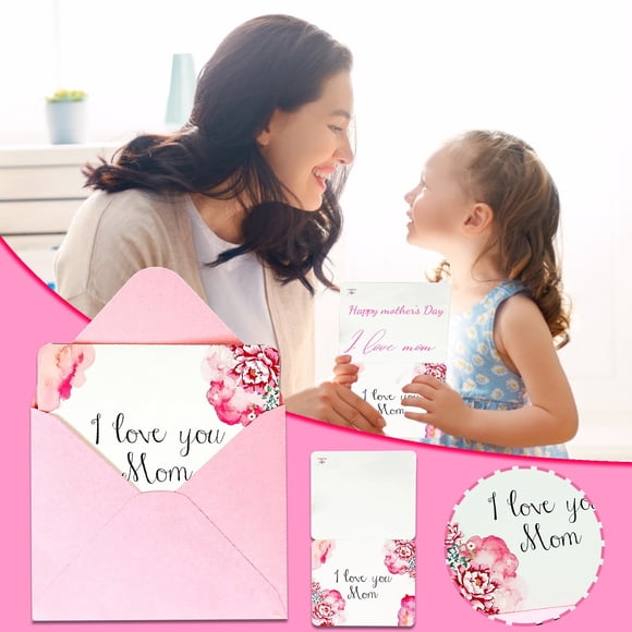Dvkptbk Greeting Cards Creative Mother's Day Greeting Card Carnation Pattern Card Gift for Mother Invitation Cards on Clearance