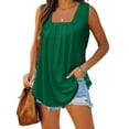 thumbnail image 2 of Timegard Camisoles pour Femmes à Encolure Carrée Plissée Sans Manches Confortables Chic Décontracté Tunique Haut Chemise Blouse, 2 of 7