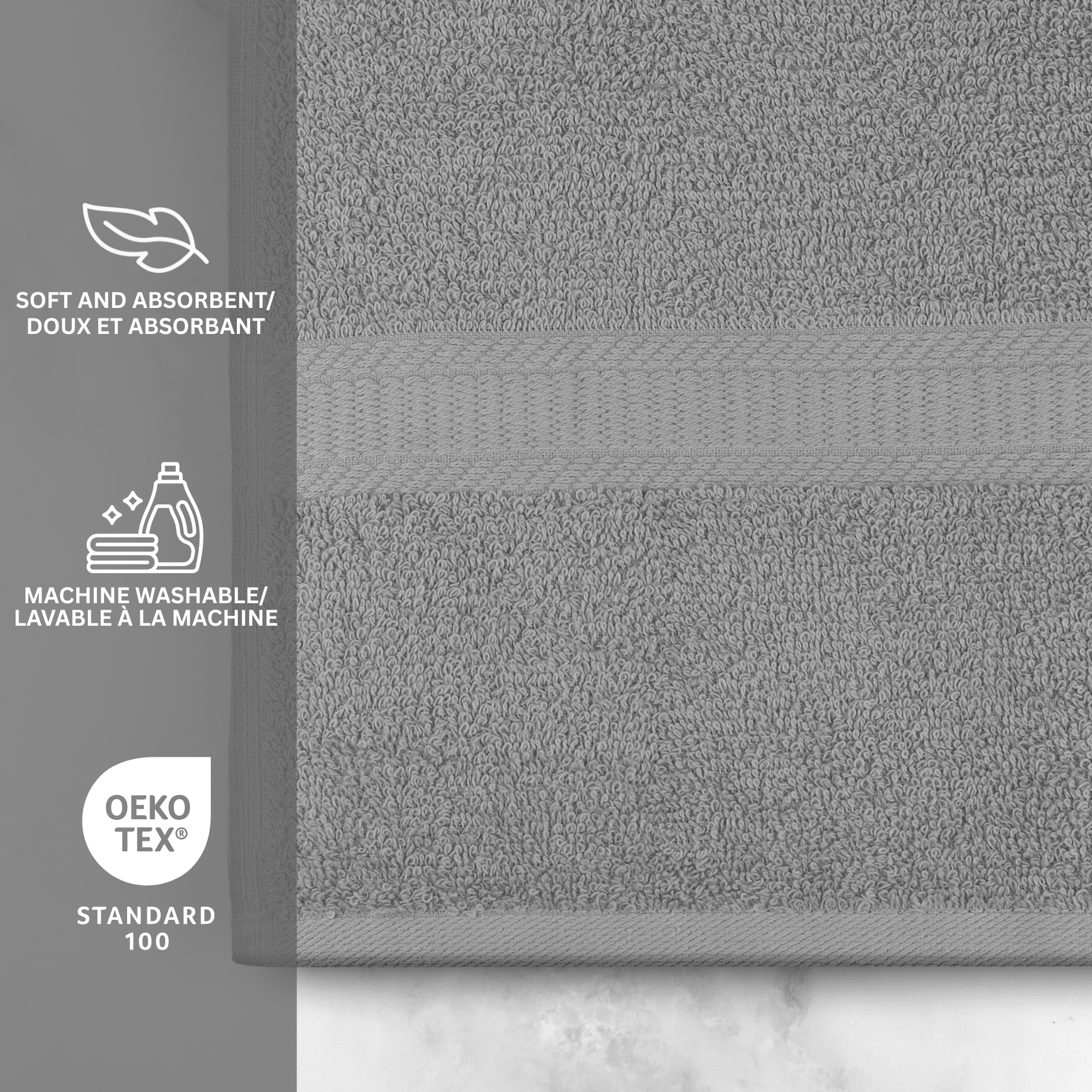 Drap de bain uni Mainstays Basics, doux et résistant, 100 % coton, noir