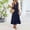 🔥 Navy, variant on Sentmoon Sundresses for Women Vacation Sleeveless V Neck Womens Dress Spring Solid Color Regular Fit Plus Size Sun Dress Breathable for Travel and Vacation XL