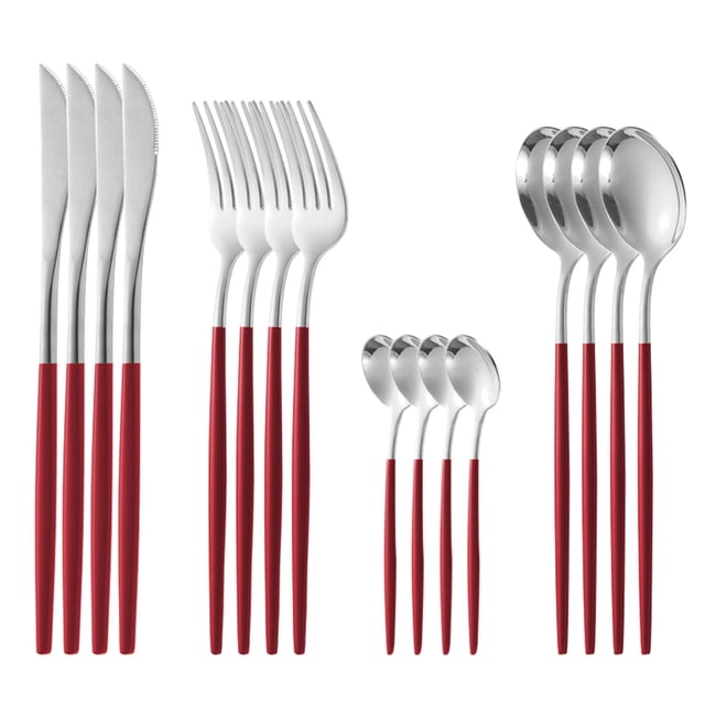 Pompotops Matte Gold Silverware Set With Steak Knives,Stainless Steel Gold Flatware Set,16 Pcs Set Cutlery Utensils Set Service For 4,Spoons And Forks Set Clearance