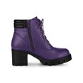 thumbnail image 3 of Unique Bargains Women's Chunky Heel Lace Up Zipper Combat Boots Purple (Size 8), 3 of 7