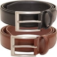 thumbnail image 1 of [Two belt package] vangelo Men Classic Dress Belt Black Brown Size 34 Inch Fits Waist Length 32 to 34 Inch, 1 of 2
