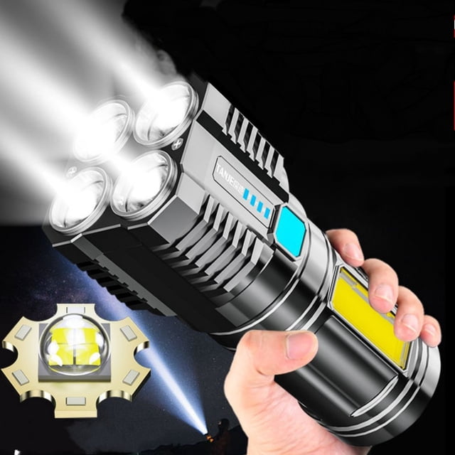 LEEYNEER Flashlight COB Lights for Night 1000 Lumen Super Bright Handheld USB Rechargeable Flashlight Portable Flashlights with 3 Lighting Modes Zoomable Waterproof for Hiking Campin
