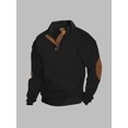 thumbnail image 2 of SUNSIOM Men's Fall Henley Sweater Patchwork Button Down Long Sleeve Knitwear Loose Fitting Pullover, 2 of 6