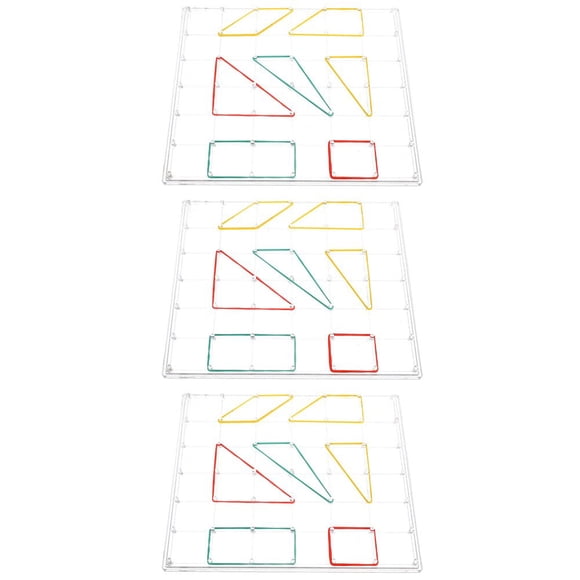 MesaSe Translucent Geoboards with Rubber Bands (3 Sets) - Math Manipulative Toys