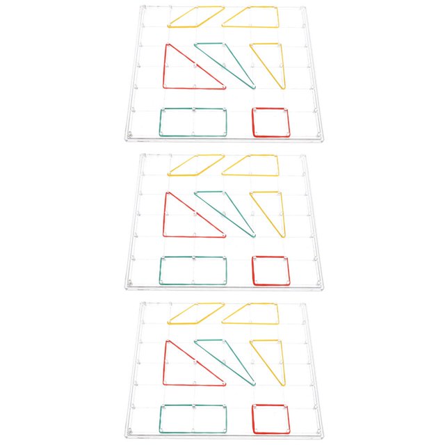 MesaSe Translucent Geoboards with Rubber Bands (3 Sets) - Math Manipulative Toys