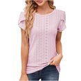 thumbnail image 1 of Timegard Hauts d'Été pour Femmes, Oeillets, Col Rond, Blouse à Manches Courtes Pétale, Chic Décontracté, Hauts Amples, 1 of 7