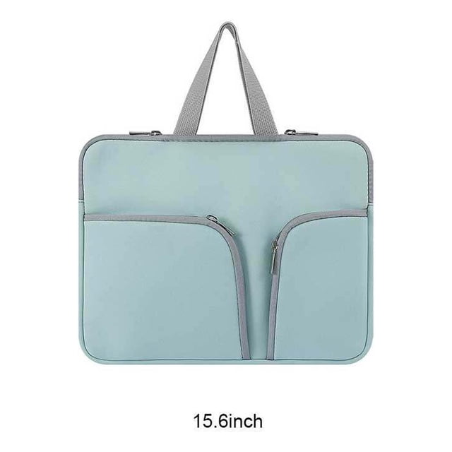 Housse d'Ordinateur Portable Imperméable, Étui d'Ordinateur Portable, Sac Pochette de Transport, Pochette Protectrice Réutilisable, Compartiments, Rangement d'Affaires, Vert, 15,6 Po