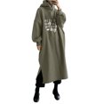 thumbnail image 2 of EGNMCR Robes de Fête pour Femmes Mode Femmes Imprimé Ample à Capuche Confortable Robe à Manches Longues, 2 of 4