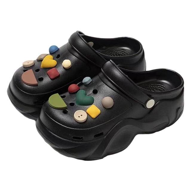 MIASHUI Sabots à Plateforme pour Femmes, Légers, Chaussures de Jardin d'Extérieur, Pantoufles de Plage, Sandales, Noir, 10