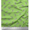 thumbnail image 1 of Soimoi Green polyester Crepe Fabric Stripe & Wild Animal Printed Fabric 1 Yard 52 Inch Wide, 1 of 3
