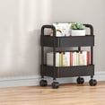 thumbnail image 2 of Todaioua 2-Tier Plastic Rolling Utility Cart with Handle, Multi-Functional Storage Trolley for Office, Living Room, Kitchen, Movable Storage Organizer with Wheels, Black, 2 of 6