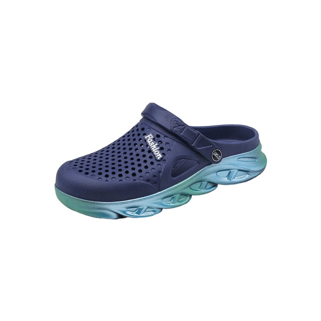 UKAP Women Summer Slippers Closed Toe Slide Sandals Slip On Flat Sandal Pool Clogs Cozy Blue 9(M)