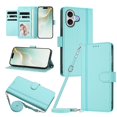 thumbnail image 1 of iPhone 17 Leather Wallet Case, Book Style Cover with Tab Closure, Light Green, 1 of 6