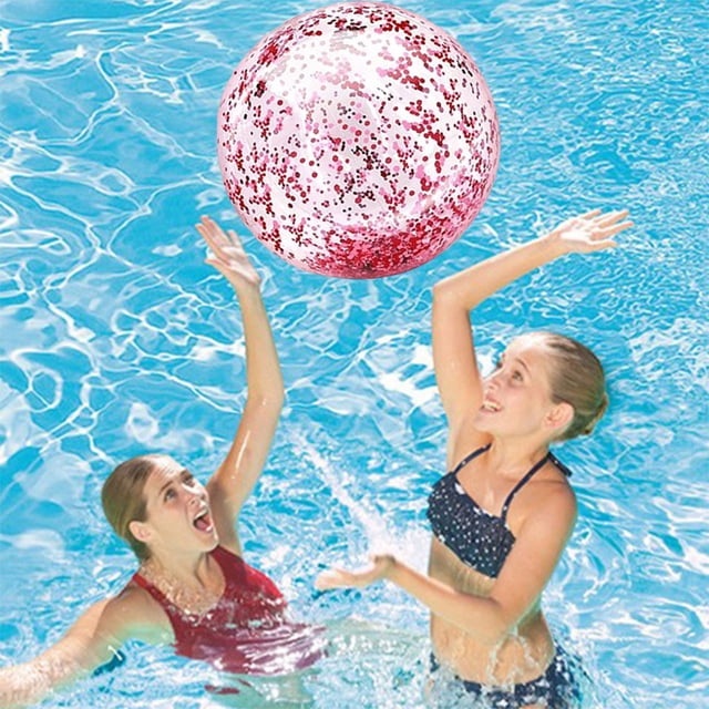 PVC Inflatable Beach Balls Glitter Transparent Beach Balls Water Play Toy Outdoor Floating Sports Balls