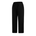 thumbnail image 3 of XZNGL Casual Cotton Linen Drawstring Elastic Waist Wide Leg Cropped Pants for Women, Breathable Summer Spring Fall All-Season Wear, Solid Color, 3 of 7