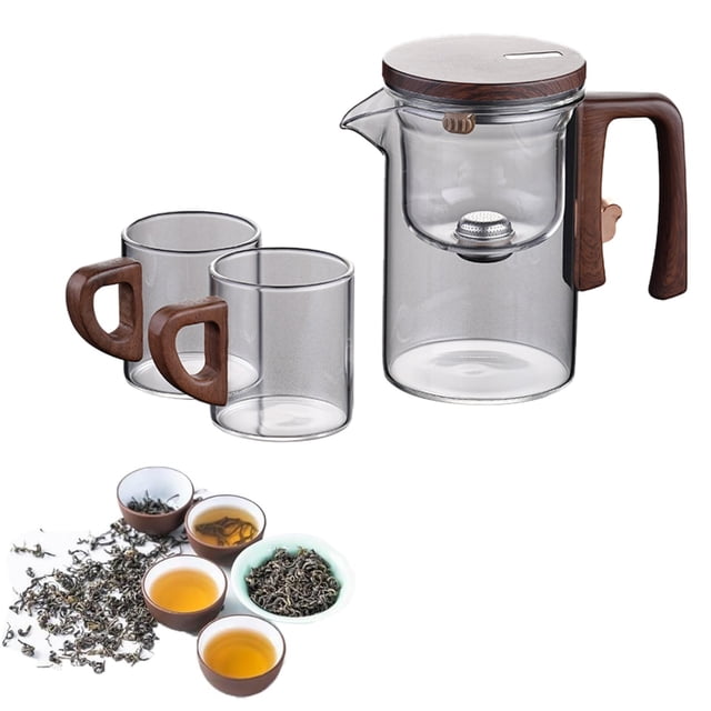 Huayishang Glass&Bottle Water Separation Glass Teapot With Wooden Handle Teapot Glass Teapot With Infuser Magical Teapot Glass Glass Teapot With Strainer Filter Teapot With Infusers