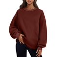 thumbnail image 1 of Timegard Chandail en Molleton Surdimensionné pour Femmes Col Rond Manches Longues Hauts Mode Automne Chandail avec Poches, 1 of 8