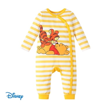 Disney Winnie l'Ourson Combinaison à Rayures à Manches Longues pour Bébés Filles et Garçons, Unisexe, Taille 0-18 Mois