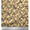 thumbnail image 1 of Soimoi polyester Crepe Fabric Leaves,Red Berries & Parrot Bird Print Fabric by Yard 42 Inch Wide, 1 of 1