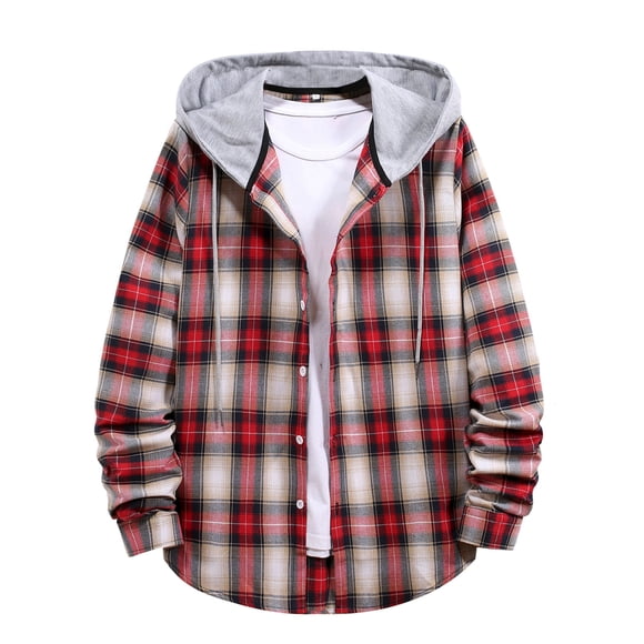 DDAPJ pyju Mens Casual Button Down Shirt Jackets on Clearance,Hooded Flannel Shirts for Men Lightweight Drawstring Long Sleeve Hoodie Jacket Fall Fashion Outerwear 2023