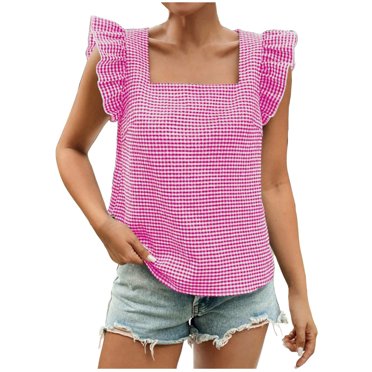 Liquidation de Hauts pour Femmes Grande Taille, Blouse d'Été à Manches Courtes pour Femmes, Chemise à Manches Courtes à Encolure Carrée à Imprimé Floral Décontractée et Tendance pour Dames