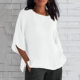 thumbnail image 2 of Blouse Chemise Ample pour Femmes d'Été à Manches Raccourcies, Col Rond, Ligne en Coton, 2 of 9