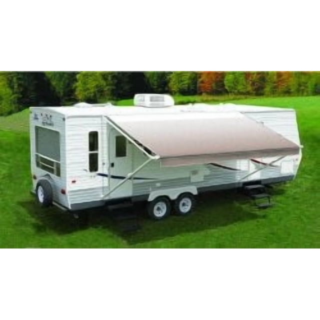 Carefree RV Auvent EA186A00 Fiesta; Auvent de Patio; Assisté par le Printemps; Longueur de 18 Pieds x Extension de 8 Pieds; Décoloration de Schiste Bourgogne; Vinyle; Couverture Blanche pour Temps Froid; Coulée Blanche; Pas Ajustable
