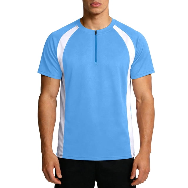 T-shirt à Manches Courtes pour Hommes Basketball Entraînement Course Mise en Forme Haut à Blocs de Couleur Polyester