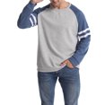 thumbnail image 3 of Xingqing T-Shirts à Manches Longues Raglan pour Hommes, Chandail en Molleton Décontracté à Col Rond, Pull Ample, Chemises Athlétiques Gris Marine TG, 3 of 5