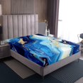 thumbnail image 4 of Blue Marble Sheet Set Stone Pattern Bed Sheets Set Watercolour Artwork Sheets Full Size For Kids Boys Girls Marbling Texture Fluid Bronzing Bedding Set, 4 of 7