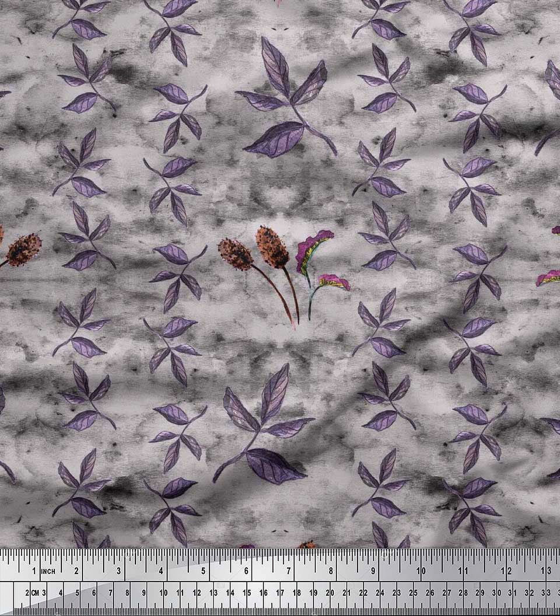 Soimoi Velvet Fabric Ash Leaves Fabric Prints by Yard 58 Inch Wide