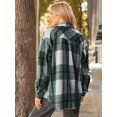 thumbnail image 4 of ORUYROP Womens Casual Plaid Shacket Button Down Long Sleeve Shirt, 4 of 6