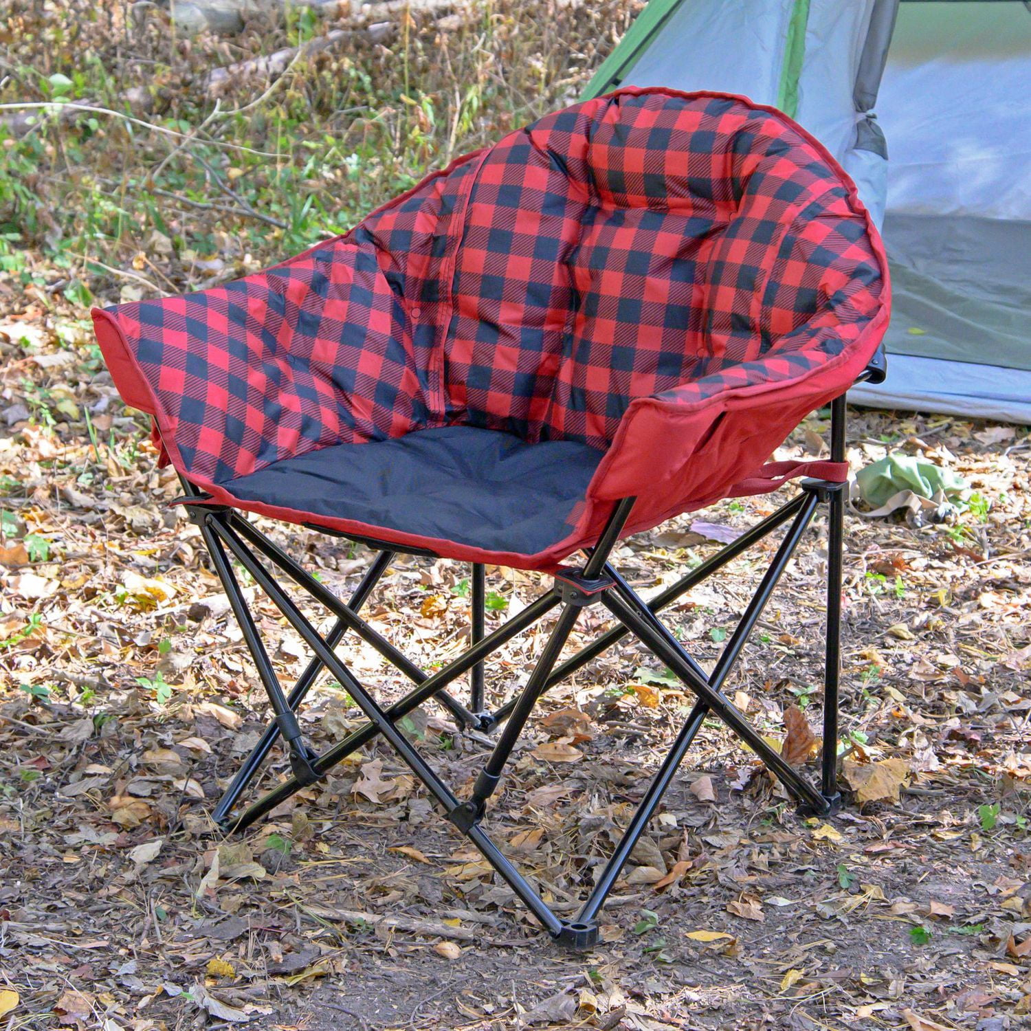 Ozark Trail Padded Club Chair, Adults, Red/Black