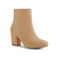 thumbnail image 1 of BLISSFUL STEP Bottines à Talon Bloc à Bout Rond pour Femmes avec Fermeture Éclair Latérale, 1 of 7